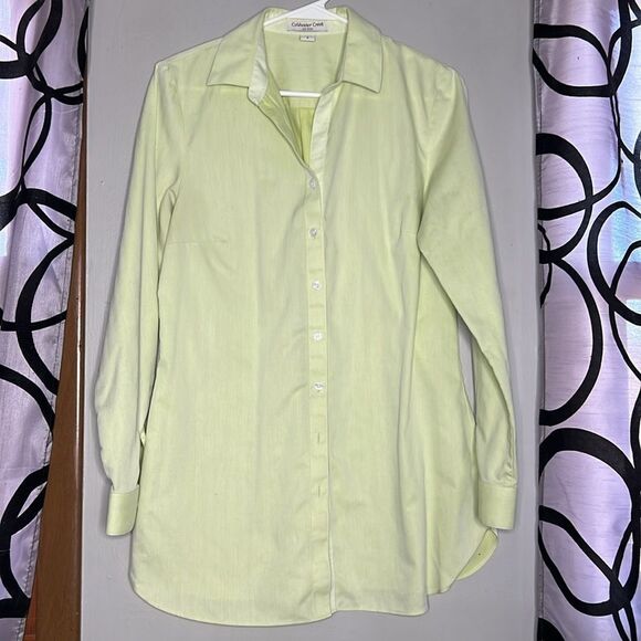 Coldwater Creek light green button front longer length blouse - Picture 3 of 7